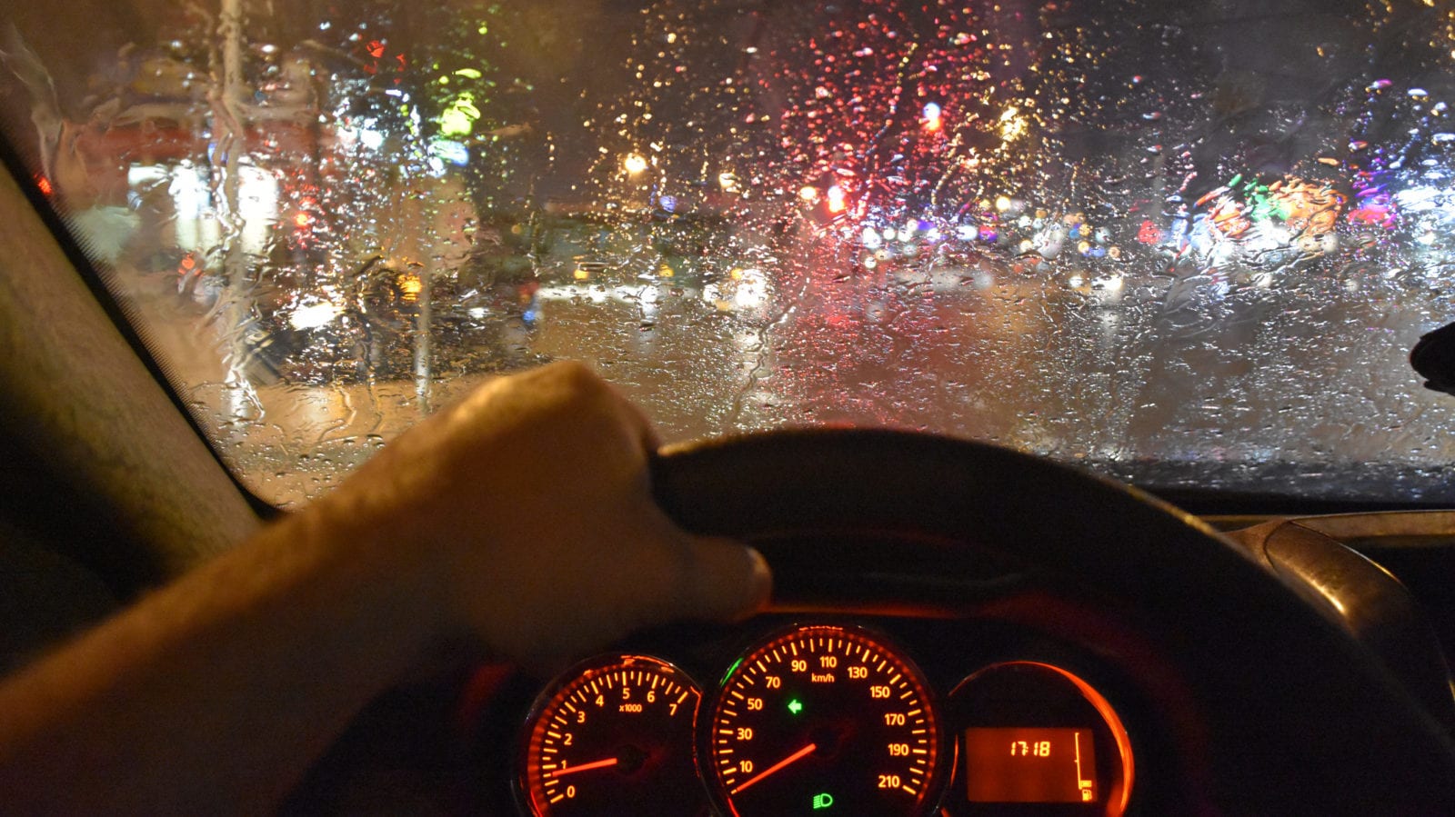 Driving In The Rain Stock Photo