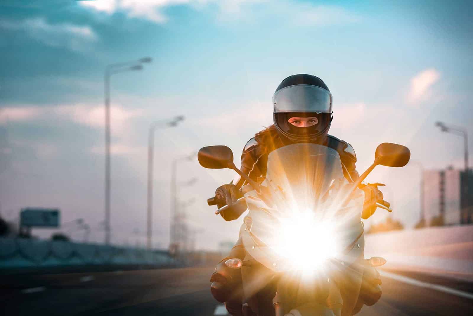 Motorcycle Rider With Helmet Stock Photo