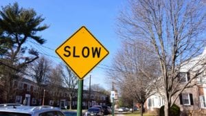Slow Down Sign Stock Photo