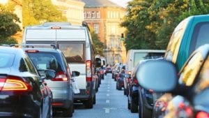 Traffic Jam On A City Street Stock Photo