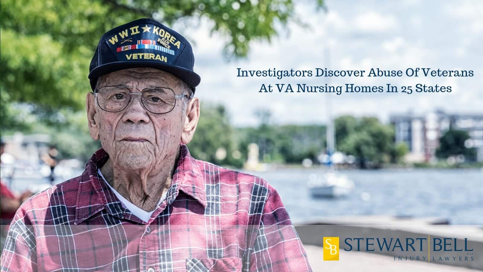 Elderly Veteran Sitting Outdoors Stock Photo