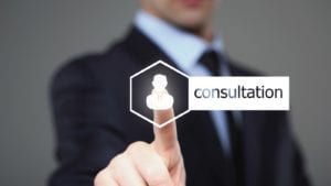 Consultation Button Stock Photo