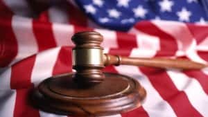 Judge's Gavel and American flag