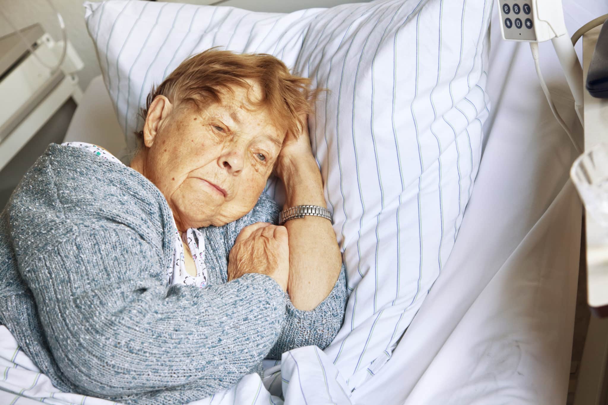 A Huntington, WV woman lays in a hospital bed after suffering elder abuse.